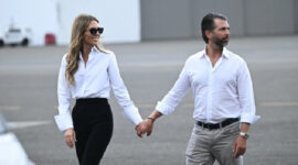 Donald Trump Jr. dan pacarnya Bettina Anderson di New Jersey pada 13 Juli. Foto: AFP