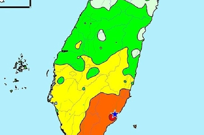 Lokasi gempa (digambarkan) di Taiwan pada sore hari tanggal 24 Desember. Grafis: CWA