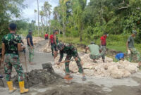 TMMD Morotai Bangun Drainase Gotalamo, Satgas Pasang Mal dan Cor Bertahap